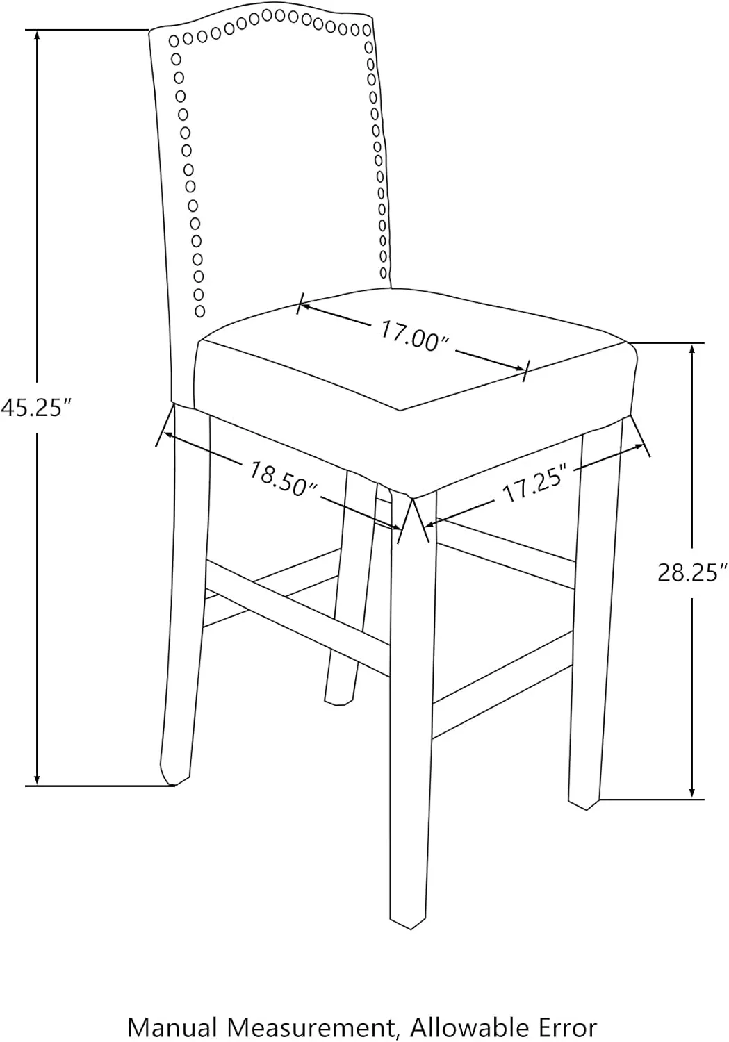 Glitzhome 45" H Bar Stools, Set of 2 Leatherette Bar Chair with Padded Upholstered Seat and Nail Head Studded, Solid Rubberwood Legs for Kitchen Dining Room Side Chairs, Beige