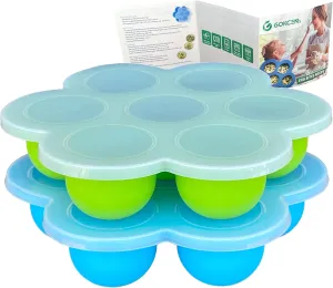GOKCEN's Silicone Egg Bite Molds [2 Pack] Instant Pot Accessories - Fit Instant Pot 5,6,8 qt Pressure Cooker - Food Freezer Tray with Lid - Reusable Storage Container (Blue & Green - Egg Bite Mold)
