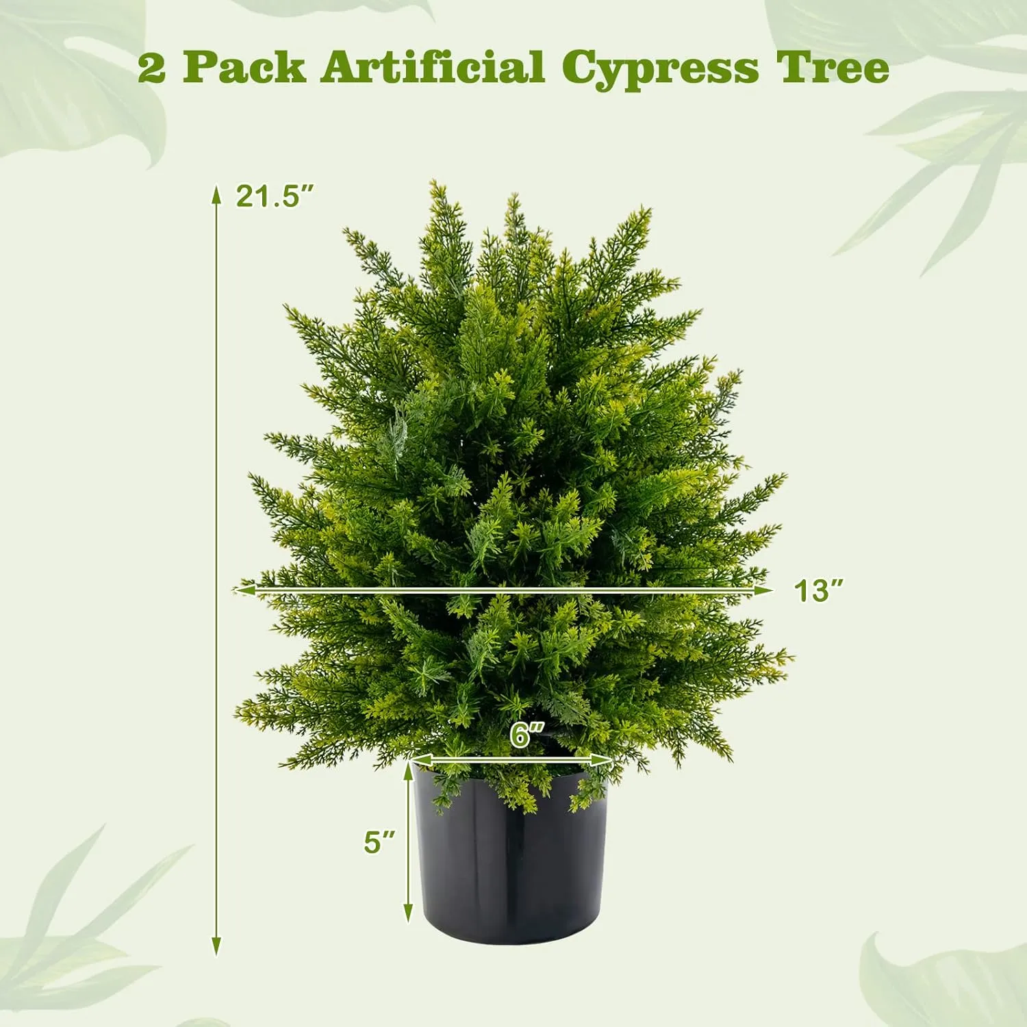 Goplus 21.5” Artificial Cedar Topiary Ball Tree, Set of 2 Faux Potted Plants Artificial Shrubs Bushes with Cement Pot, Fake Evergreen Artificial Topiary for Indoor Outdoor Home Front Porch Decor
