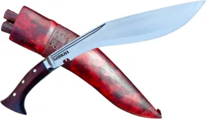 Gorkha WW I Kukri Knife With Sheath & 2 Small Knives, Carbon Steel 10.5 IN Fixed Blade, Overall 16 IN Hand-Hammered In Nepal (Hiking, Bush crafting, Camping, Indoor & Outdoor) Heavy Duty Knife