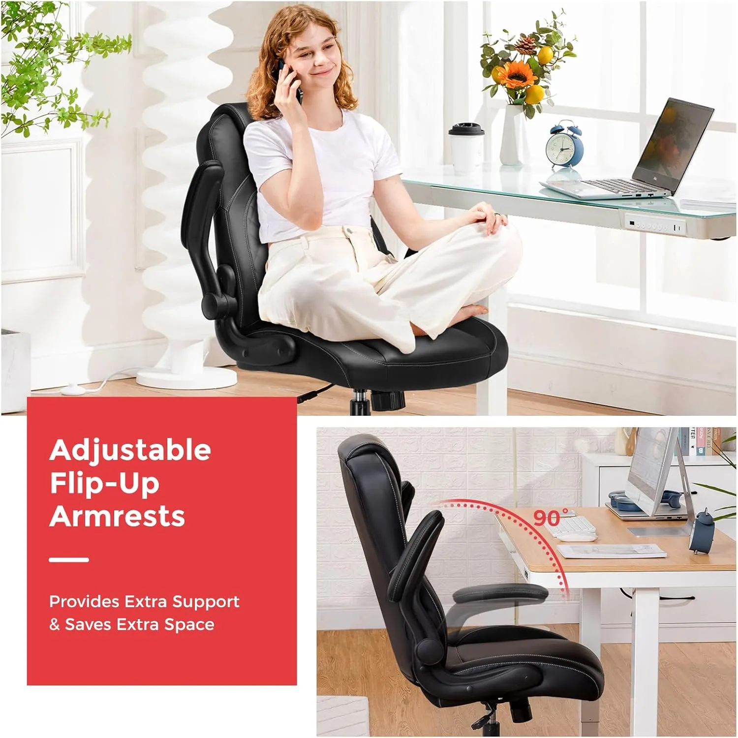 GTPLAYER Gaming Chair with Flip-Up Armrest, Video Gaming Chair with Rocking Function, Ergonomic Computer Gaming Chair with High-Density Sponge and Adjustable Height (Black)