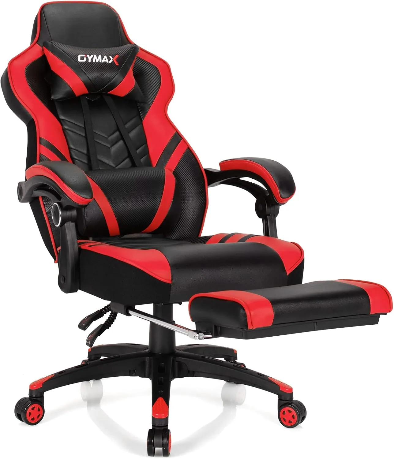 GYMAX Gaming Chair, Ergonomic Computer Chair with Footrest, Linkage Armrests & Lumbar Cushion, Big Wide High Back Video Gaming Chair, Reclining Office Rolling Chair for Adult/Teens (Red)