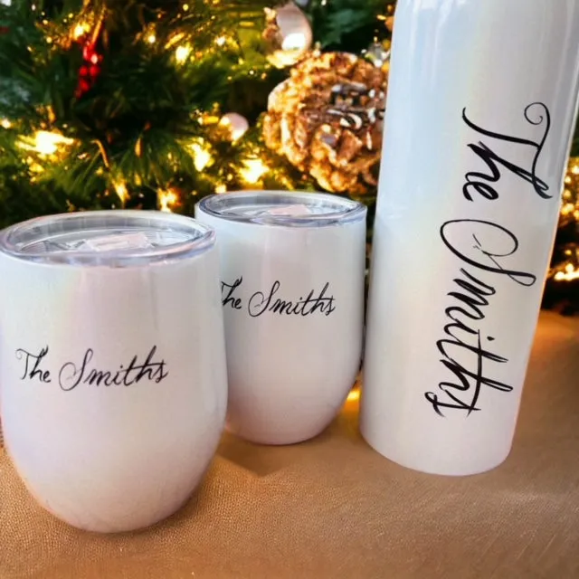 HALF PRICE- Christmas personalised insulated wine set