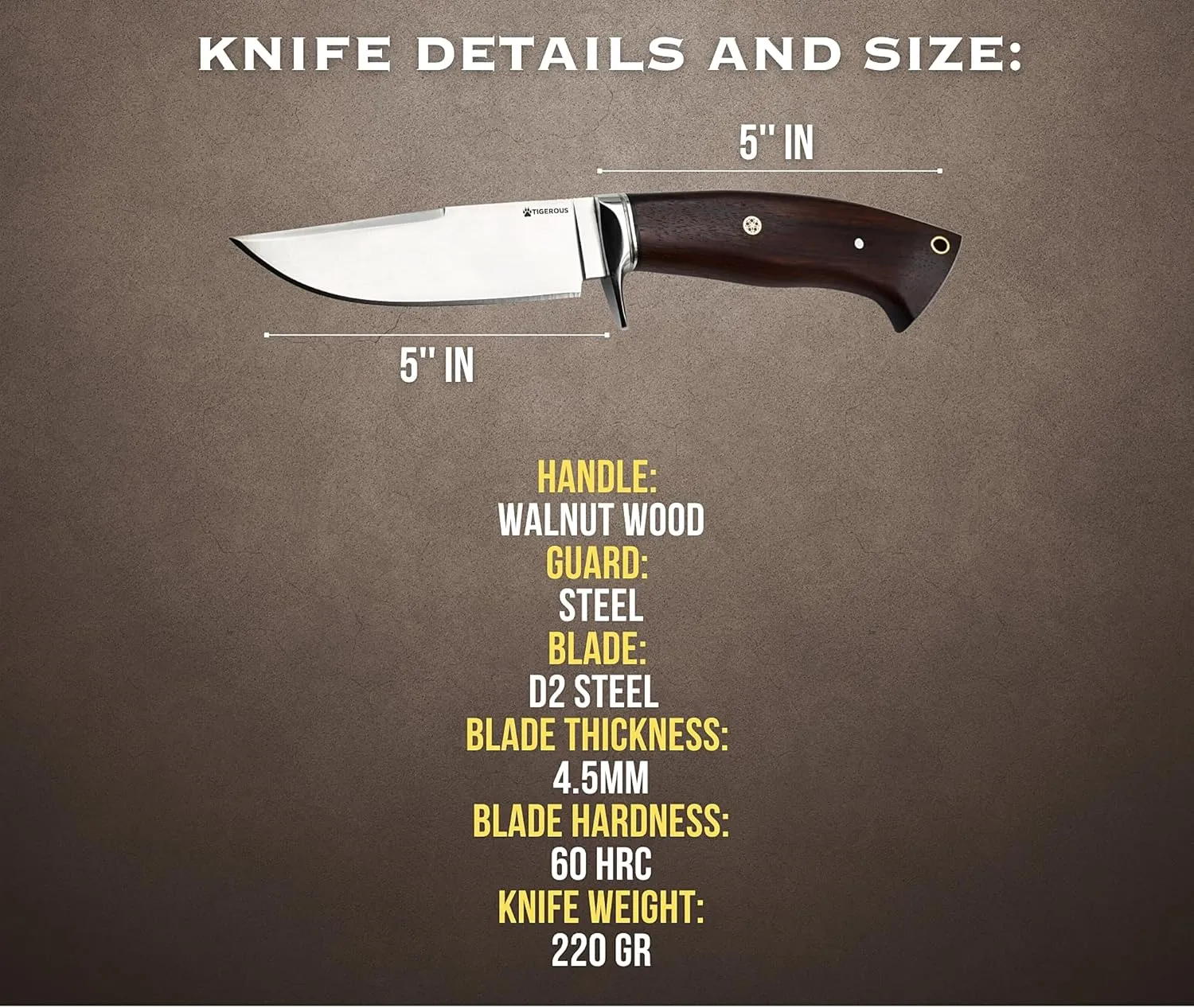 Handmade Damascus Hunting Knife with Scout Horizontal Carry Leather Sheath Fixed Blade Full Tang for Camping, Hiking, Skinning,Survival (Deer Hunter) (D2 STEEL)