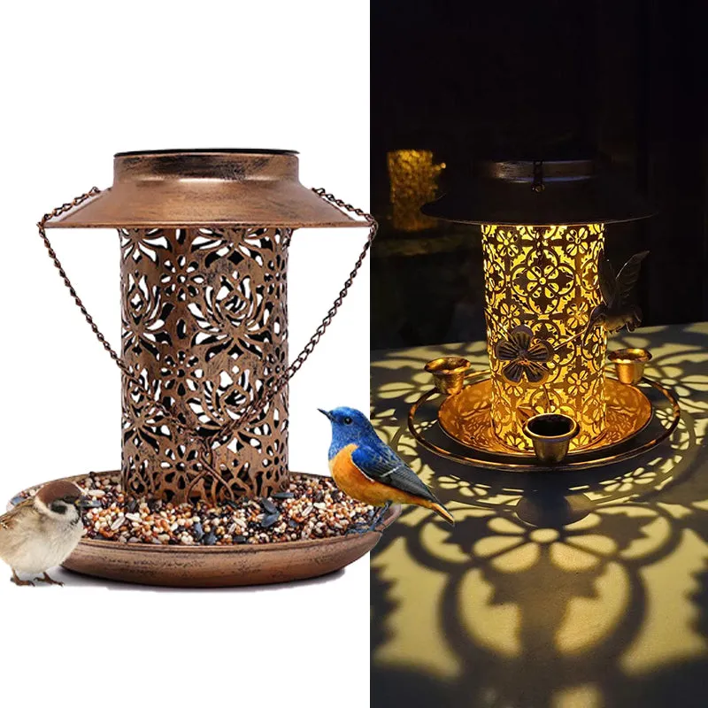 Hanging Metal Solar Bird Feeder for Outdoors