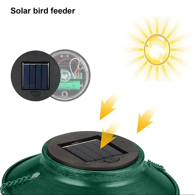 Hanging Metal Solar Bird Feeder for Outdoors