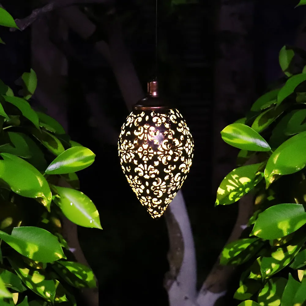 Hanging Solar Lantern for Outdoor Garden Metal Light Lamp