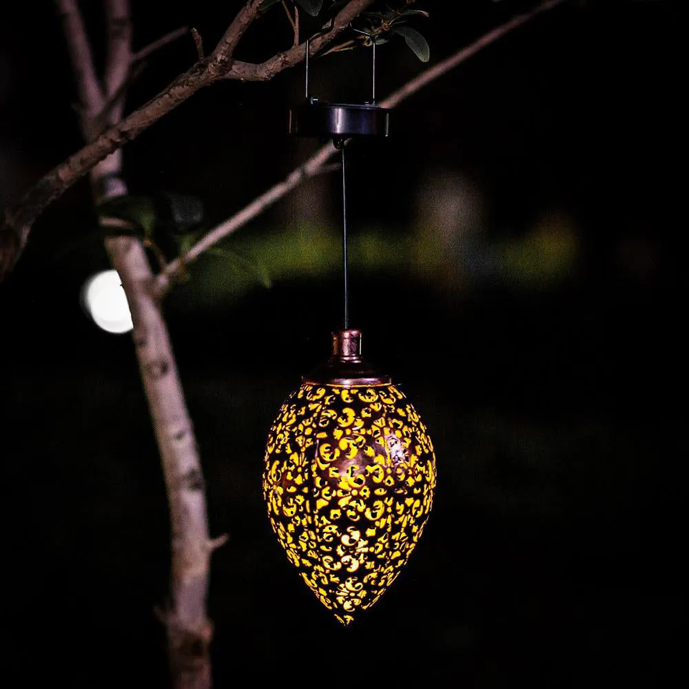 Hanging Solar Lantern for Outdoor Garden Metal Light Lamp