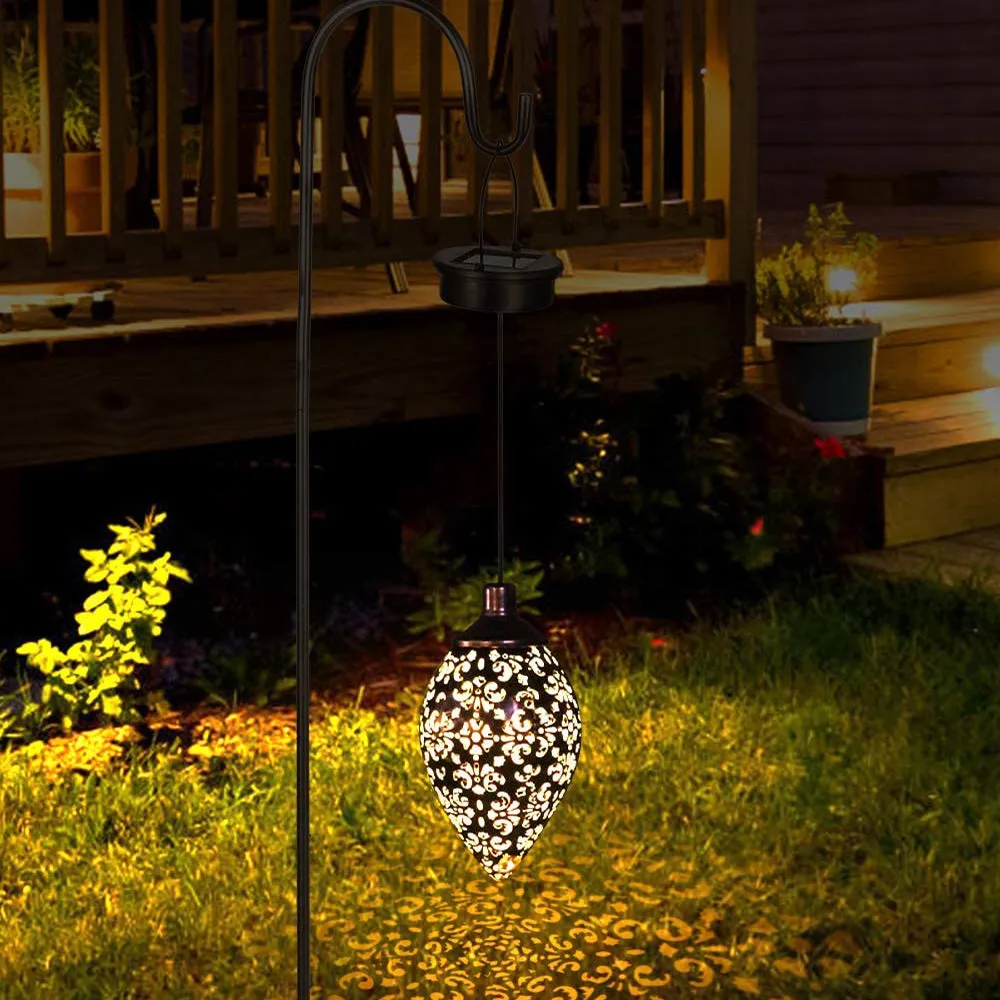 Hanging Solar Lantern for Outdoor Garden Metal Light Lamp