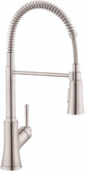 hansgrohe Joleena Stainless Steel Commercial Kitchen Faucet, Kitchen Faucets with Pull Down Sprayer, Faucet for Kitchen Sink, Stainless Steel Optic 04792800 19.3-Inches Tall