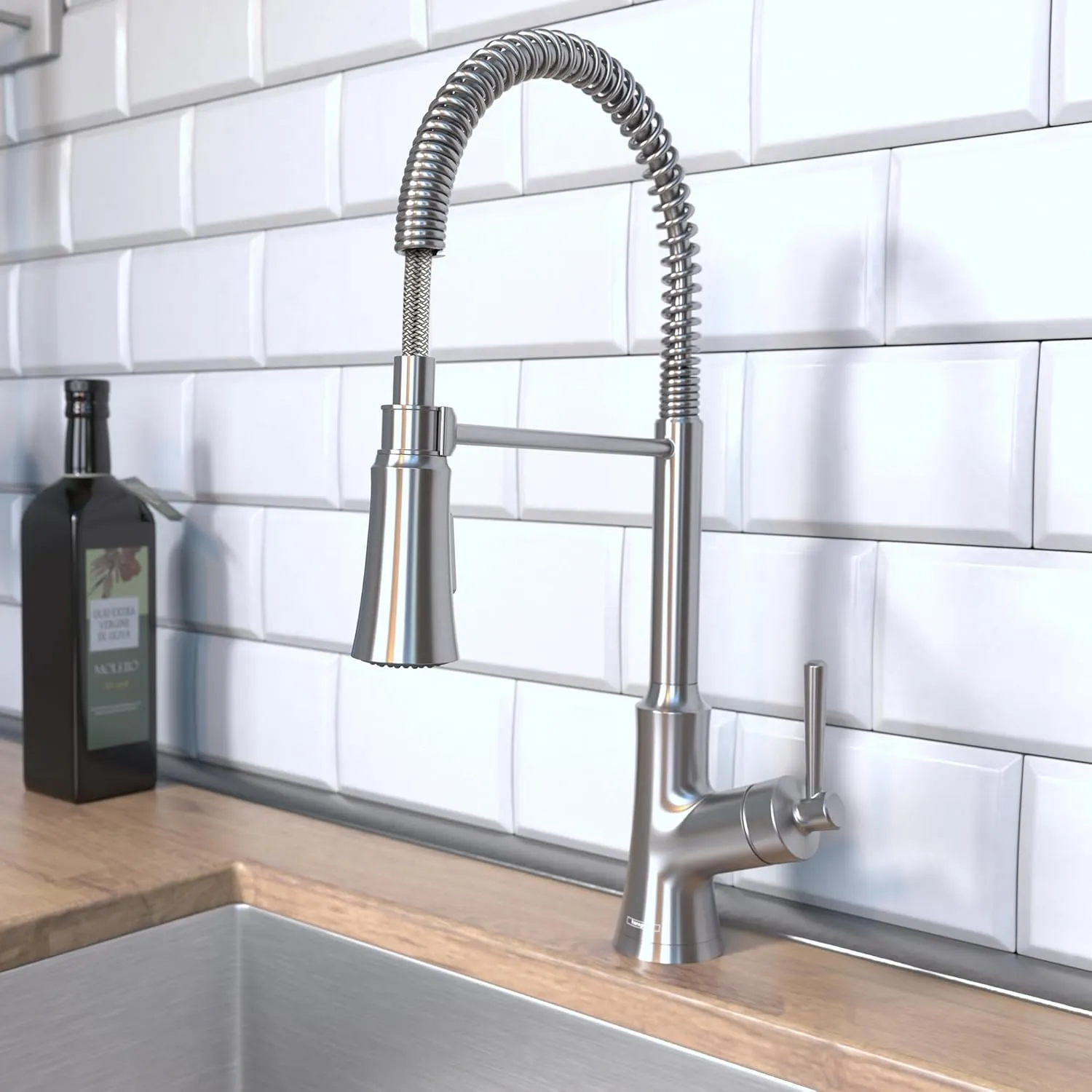 hansgrohe Joleena Stainless Steel Commercial Kitchen Faucet, Kitchen Faucets with Pull Down Sprayer, Faucet for Kitchen Sink, Stainless Steel Optic 04792800 19.3-Inches Tall