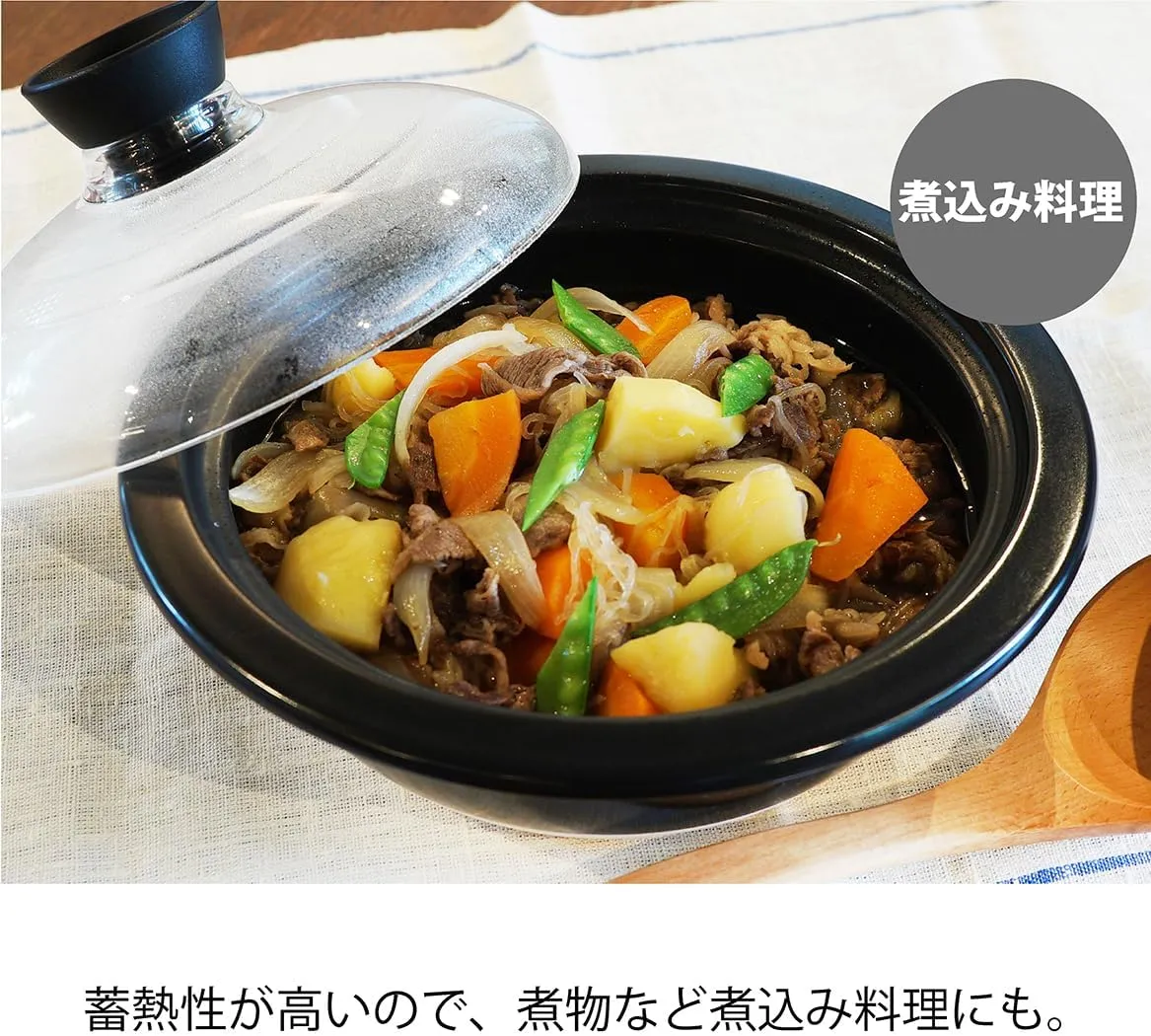 HARIO GDN-225-B-W Pot with Glass Lid No. 8, 78.6 fl oz (2,000 ml)