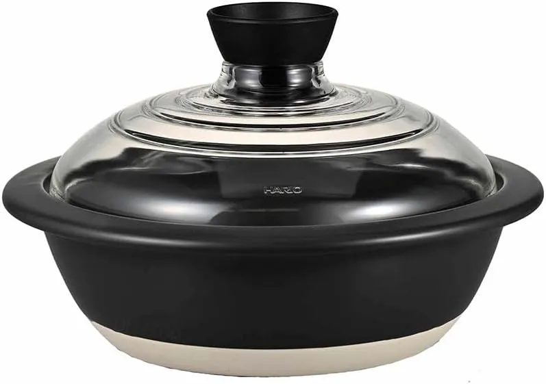 HARIO GDN-225-B-W Pot with Glass Lid No. 8, 78.6 fl oz (2,000 ml)