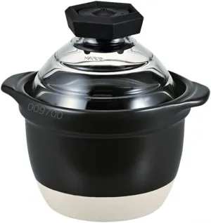 HARIO GNR-150-B-W Rice Pot with Glass Lid, 1 to 2 Cups, Visible Inside, Heat-resistant Glass, Ceramic, Made in Japan