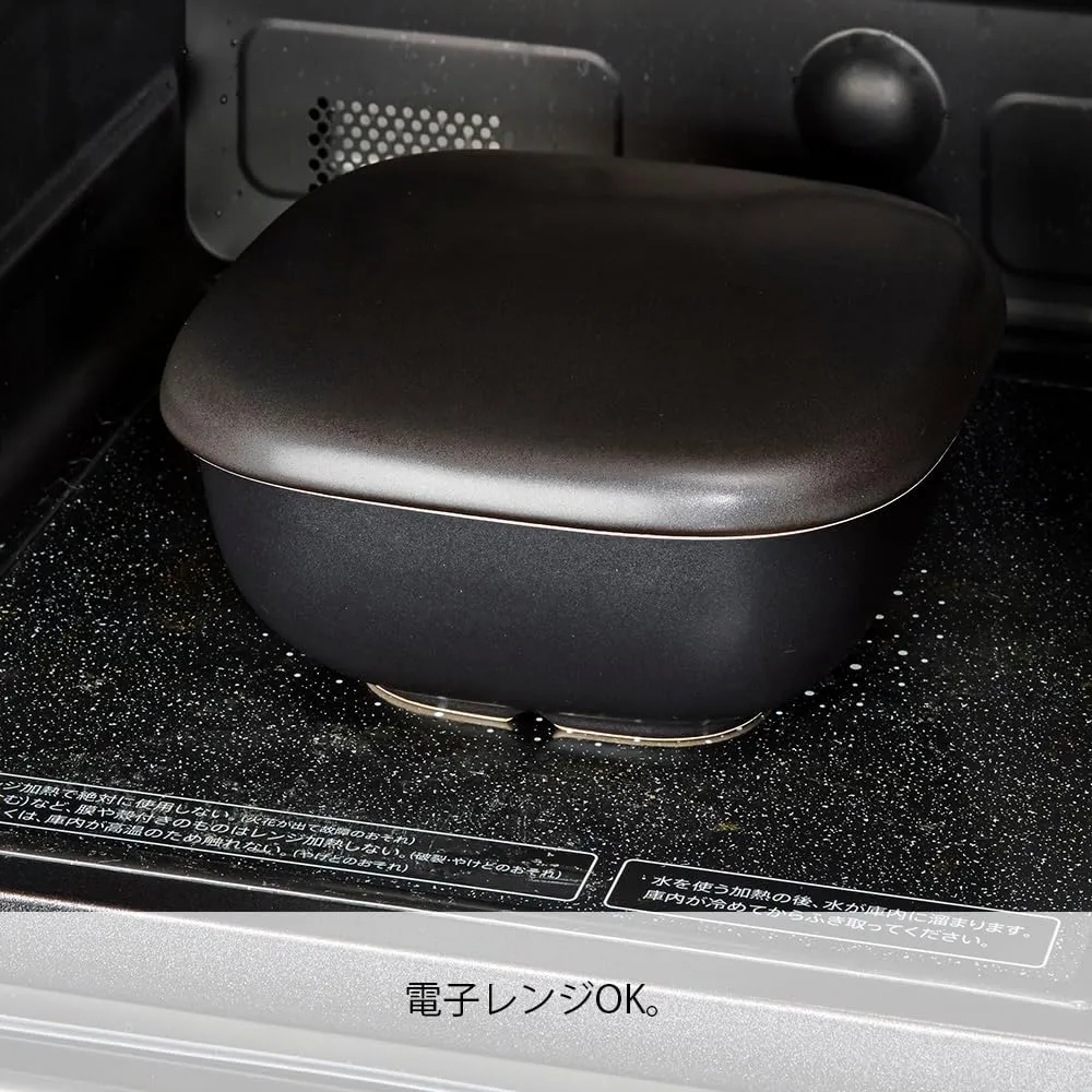 HARIO GO-2B Rice Pot, Microwave Safe, Black, 2 Pieces, Made in Japan