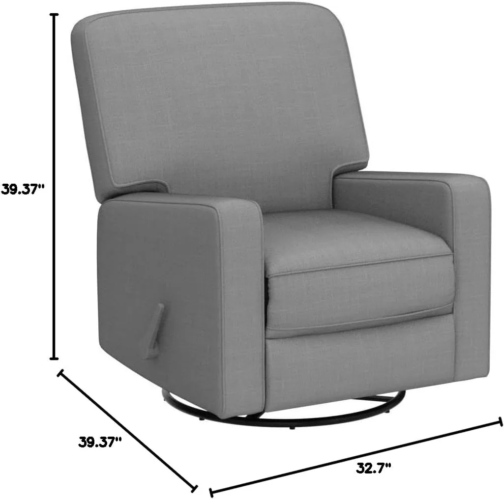 Harkawon Swivel Recliner Chair Glider Rocking Recliner Fabric Chair, Comfy Upholstered Glider Rocker for Nursery, Modern Armchair with Tall Back for Living Room, Bedroom Gray