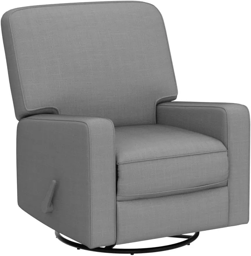 Harkawon Swivel Recliner Chair Glider Rocking Recliner Fabric Chair, Comfy Upholstered Glider Rocker for Nursery, Modern Armchair with Tall Back for Living Room, Bedroom Gray