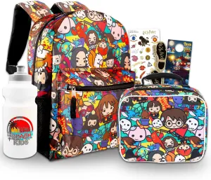 Harry Potter Backpack with Lunch Box Set - Bundle with 16" Harry Potter Backpack, Harry Potter Lunch Bag, Water Bottle, Stickers, More | Harry Potter School Bag for Kids