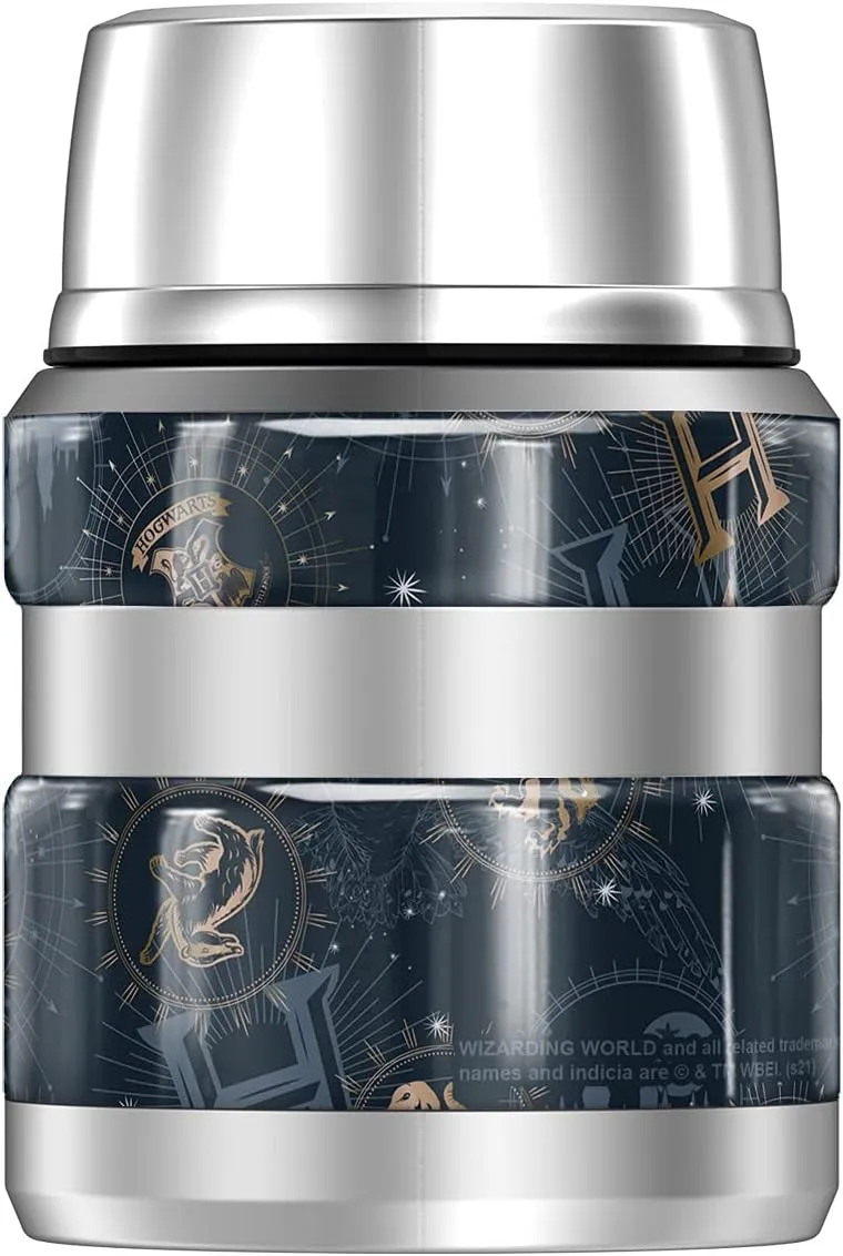 Harry Potter Celestial Hogwarts Pattern THERMOS STAINLESS KING Stainless Steel Food Jar with Folding Spoon, Vacuum insulated & Double Wall, 16oz