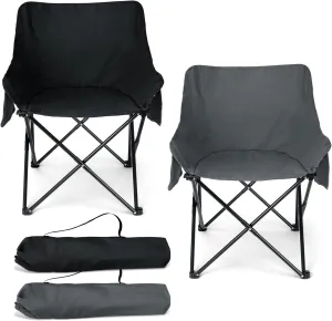 HaSteeL Camping Chair for Adults, Compact Folding Portable Chairs Set with Side Pockets for Outdoors Fishing, Hiking, Backpacking, Beach, Patio, Travel, Support 250lbs, & Storage Bags (Black & Grey)