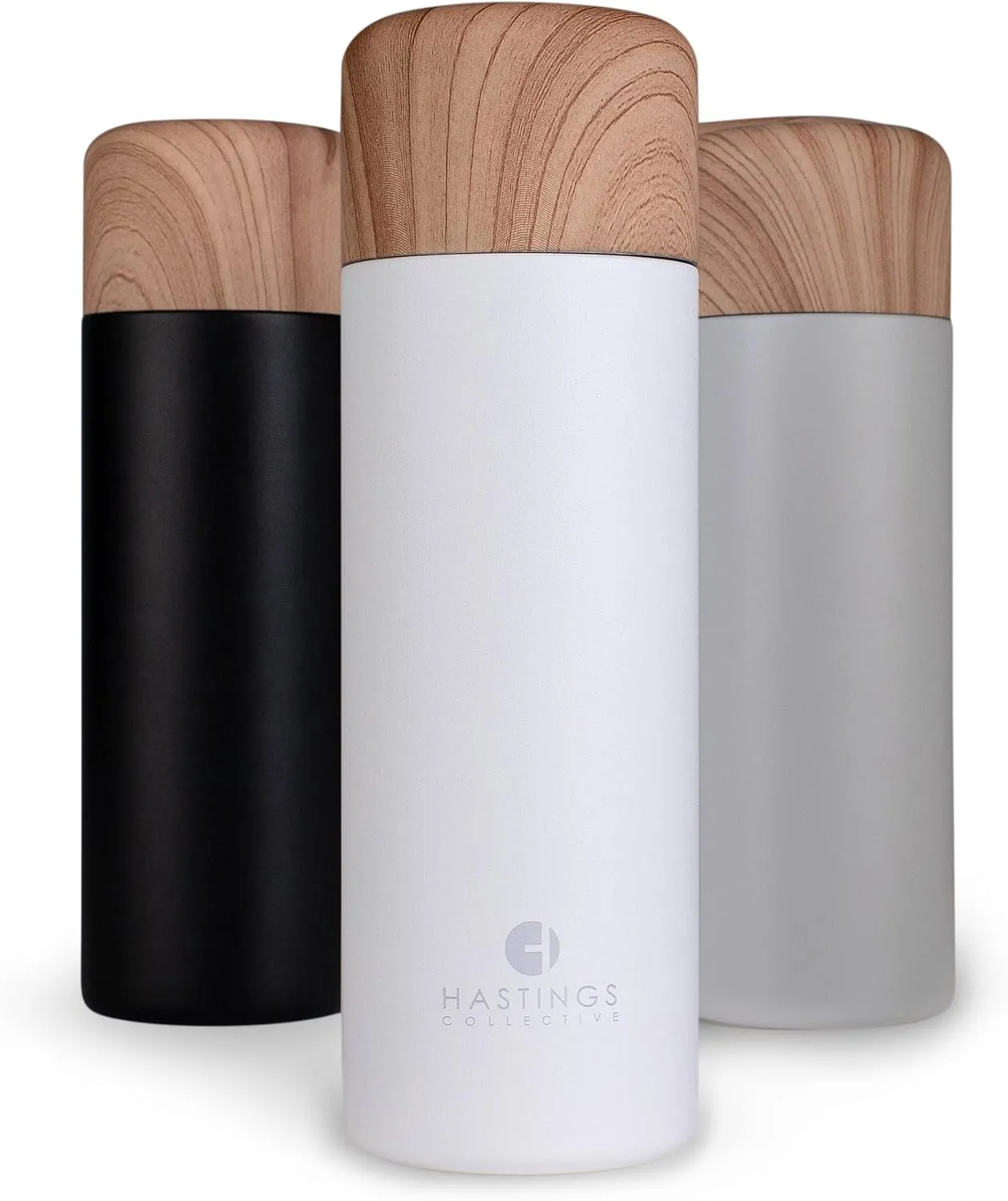 HASTINGS COLLECTIVE FIKA Slim Coffee Travel Mug Tumbler - Stainless Steel Vacuum Insulated Thermos Cup with Spill Proof Lid, 17oz (500ml) (White)
