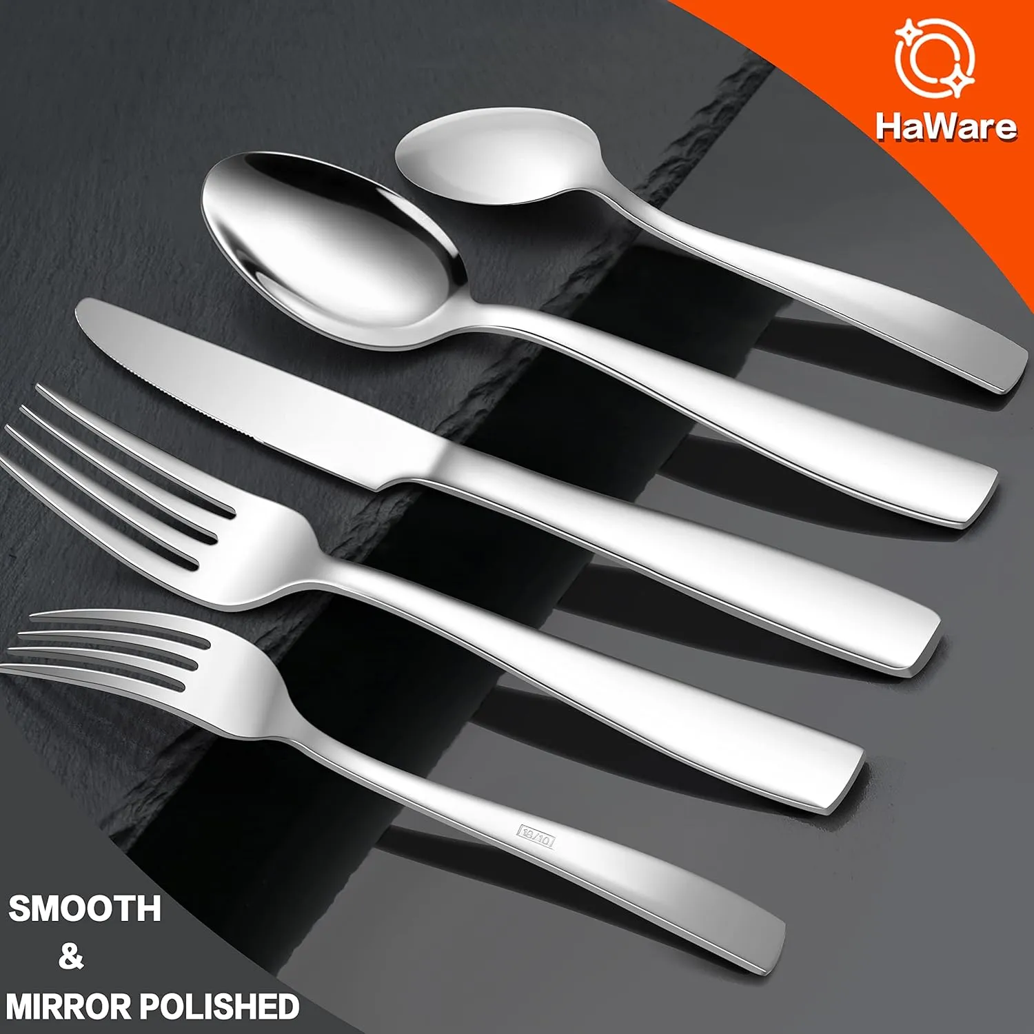 HaWare 18/10 Stainless Steel Flatware, 40-Piece Silverware Set Service for 8, Fancy Tableware Cutlery Set for Home Restaurant, Include Knife Fork Spoon, Mirror Finish Eating Utensils, Dishwasher Safe