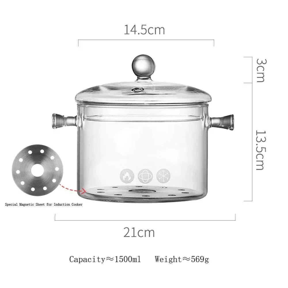 Heat-Resistant Glass Cooking Pot - Perfect for Boiling and Soup Making