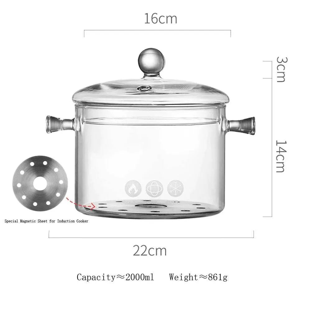 Heat-Resistant Glass Cooking Pot - Perfect for Boiling and Soup Making