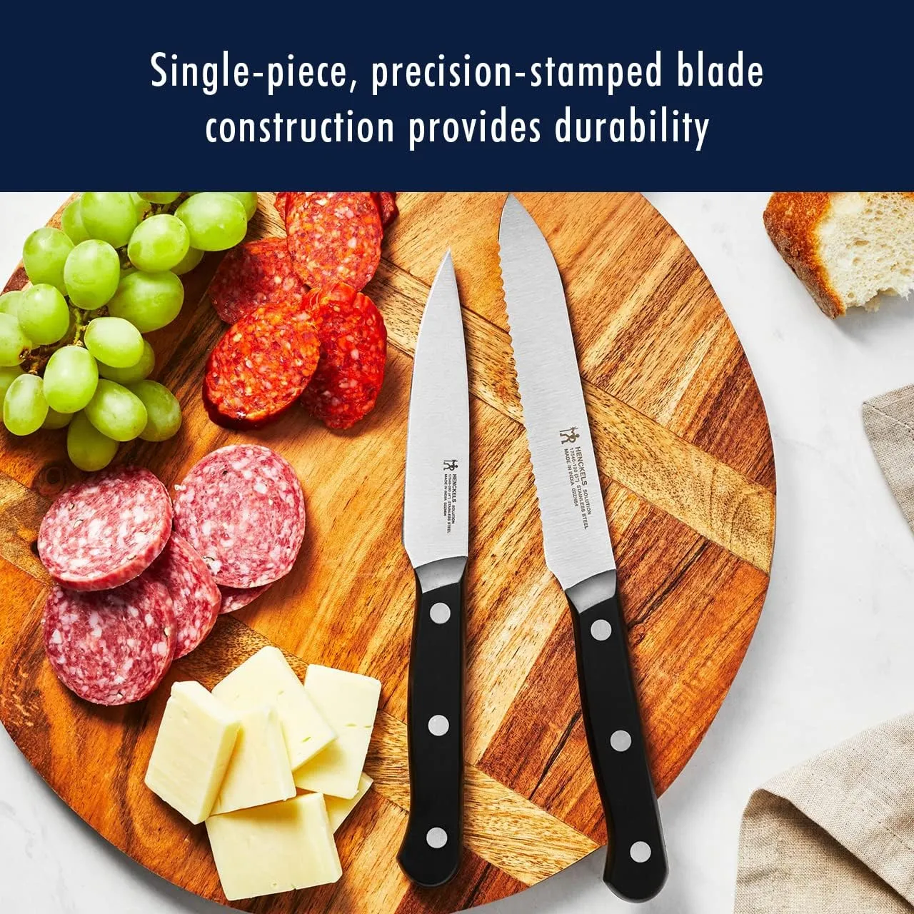 HENCKELS Solution Razor-Sharp 10-pc Knife Set, Chef Knife, Bread Knife, German Engineered Informed by 100  Years of Mastery, Black/Stainless Steel
