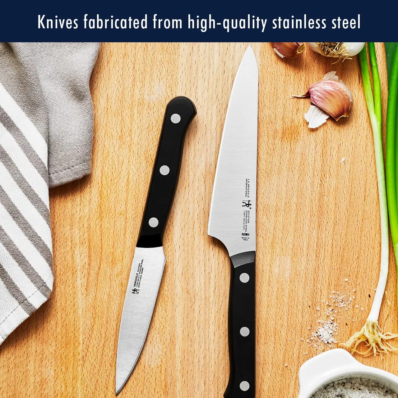 HENCKELS Solution Razor-Sharp 10-pc Knife Set, Chef Knife, Bread Knife, German Engineered Informed by 100  Years of Mastery, Black/Stainless Steel