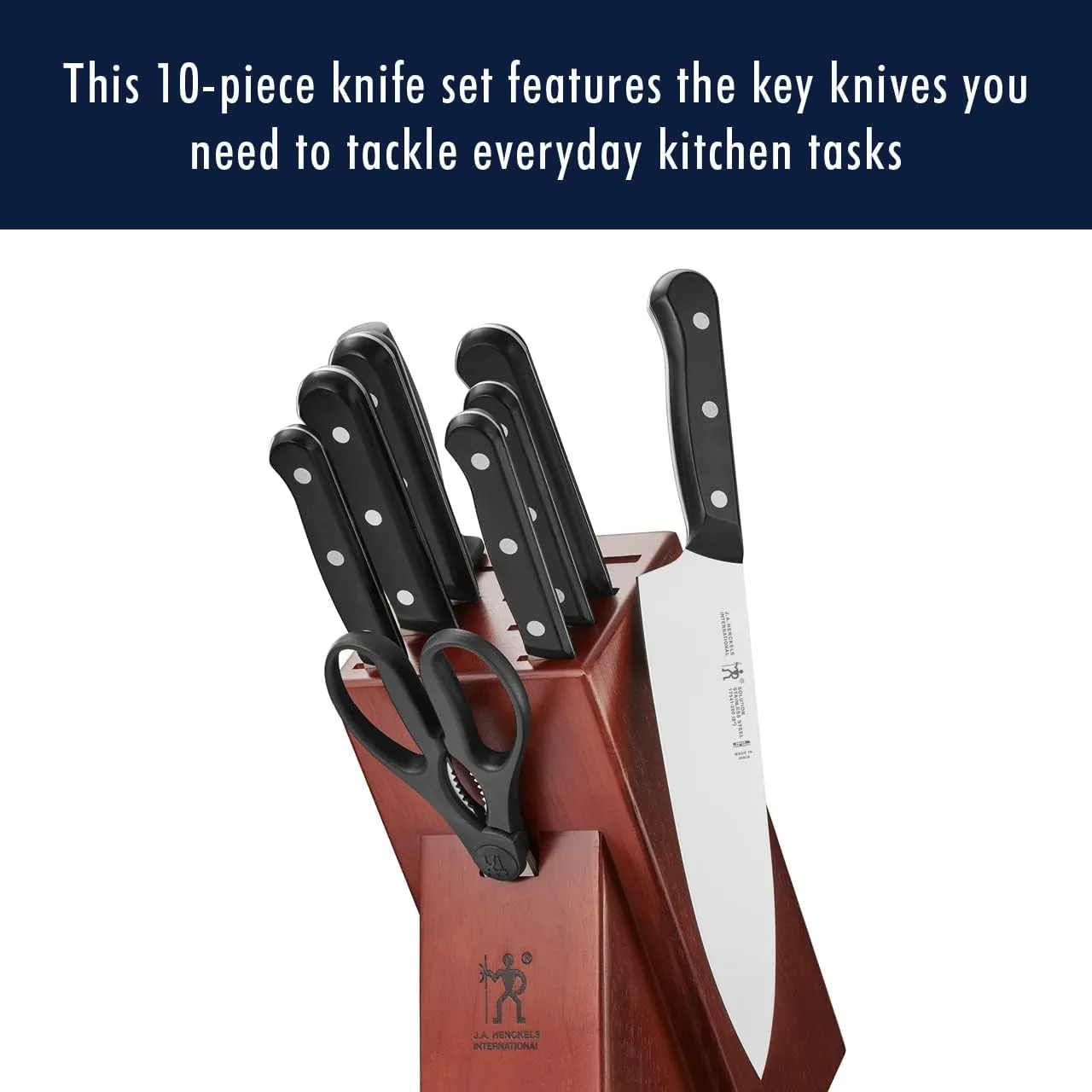HENCKELS Solution Razor-Sharp 10-pc Knife Set, Chef Knife, Bread Knife, German Engineered Informed by 100  Years of Mastery, Black/Stainless Steel