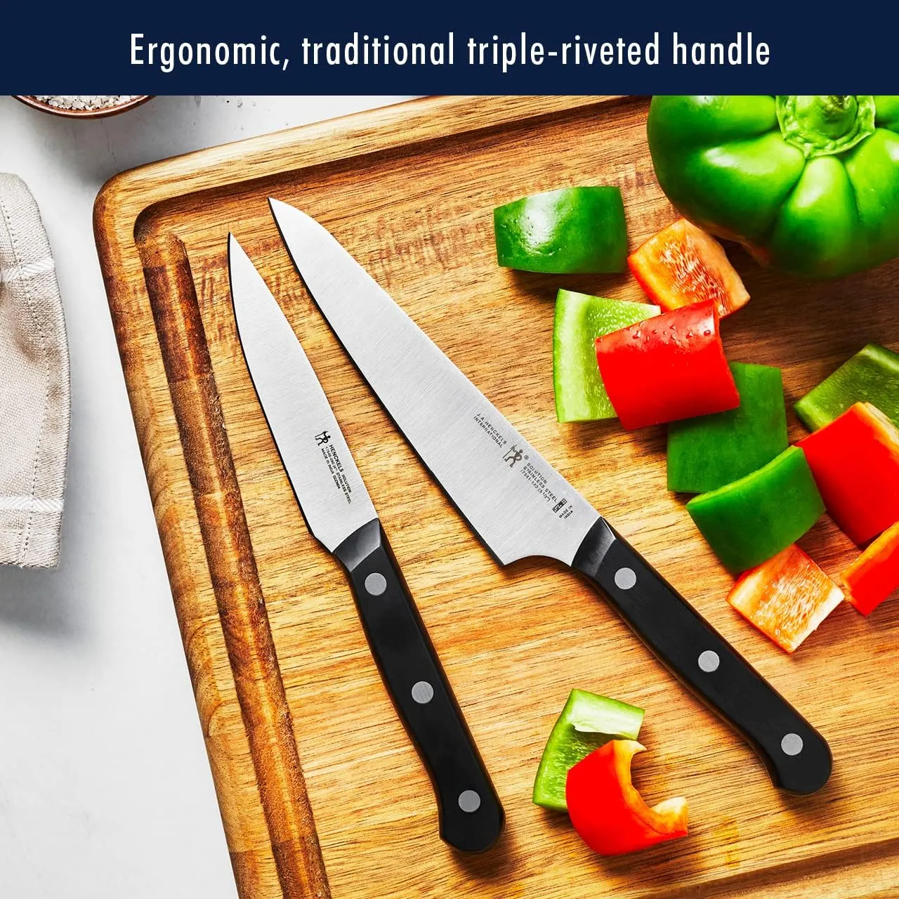 HENCKELS Solution Razor-Sharp 10-pc Knife Set, Chef Knife, Bread Knife, German Engineered Informed by 100  Years of Mastery, Black/Stainless Steel