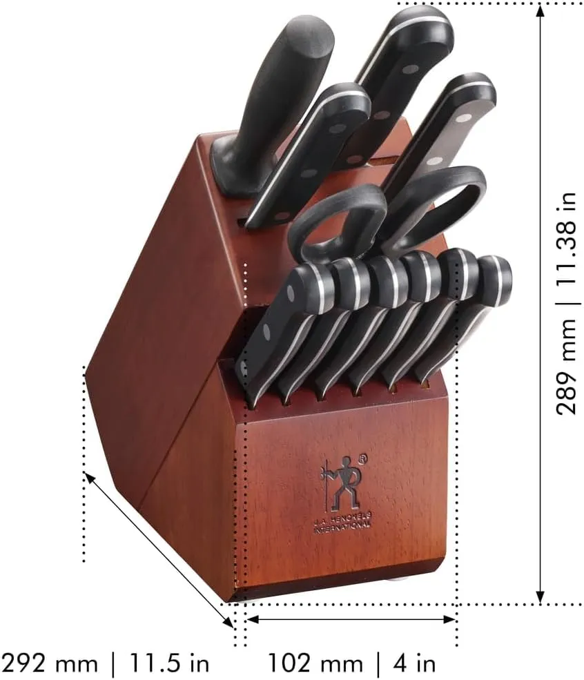 HENCKELS Solution Razor-Sharp 12-pc Knife Set, Chef Knife, Bread Knife, Steak Knife, German Engineered Informed by 100  Years of Mastery,Walnut