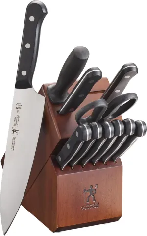 HENCKELS Solution Razor-Sharp 12-pc Knife Set, Chef Knife, Bread Knife, Steak Knife, German Engineered Informed by 100  Years of Mastery,Walnut