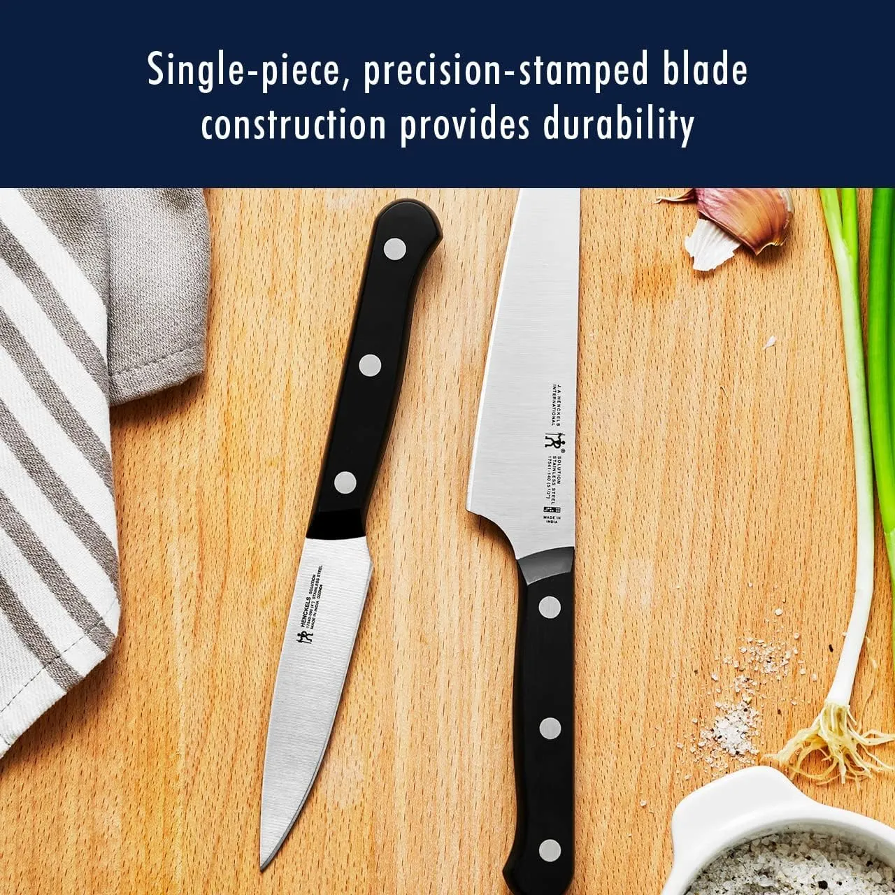 HENCKELS Solution Razor-Sharp 12-pc Knife Set, Chef Knife, Bread Knife, Steak Knife, German Engineered Informed by 100  Years of Mastery,Walnut