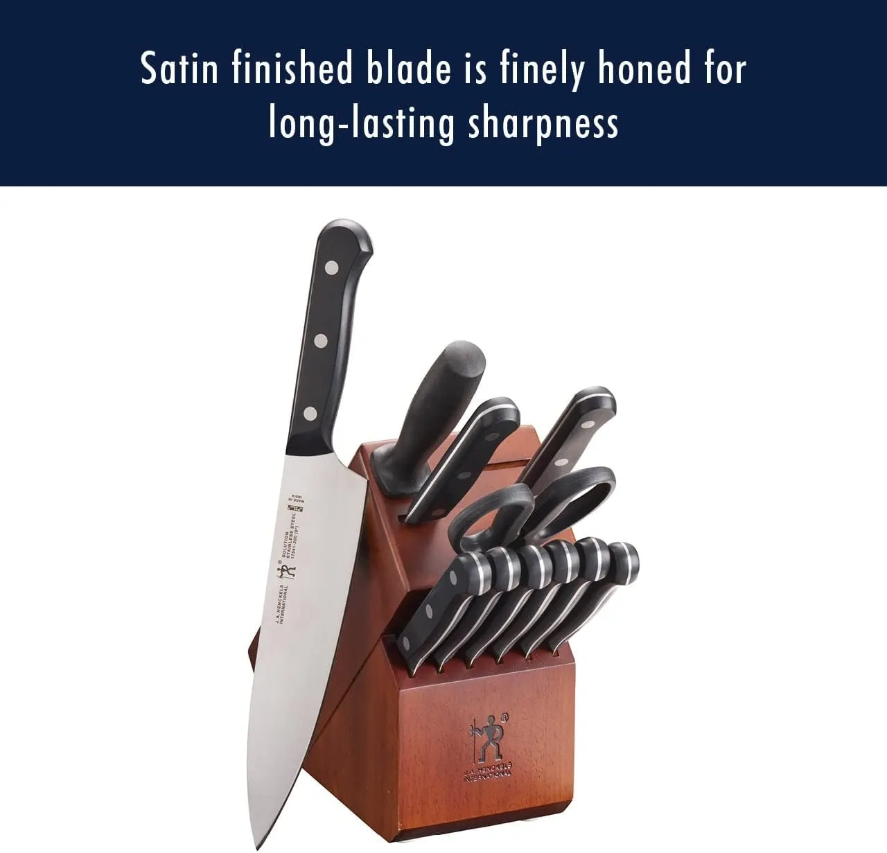 HENCKELS Solution Razor-Sharp 12-pc Knife Set, Chef Knife, Bread Knife, Steak Knife, German Engineered Informed by 100  Years of Mastery,Walnut