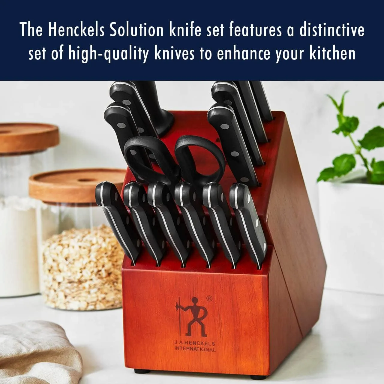 HENCKELS Solution Razor-Sharp 15-pc Knife Set, Chef Knife, Bread Knife, Steak Knife, German Engineered Informed by 100  Years of Mastery, Black/Stainless Steel