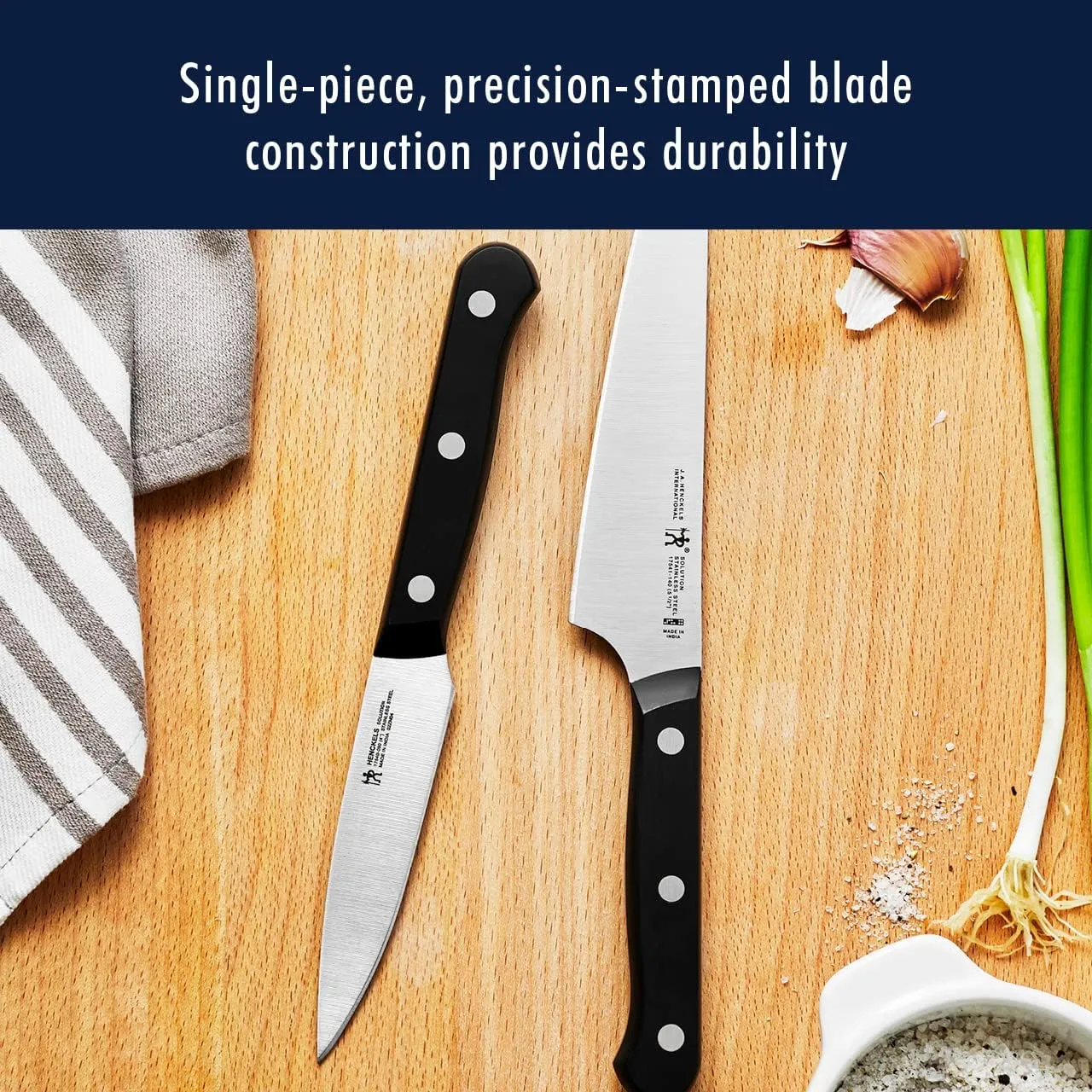 HENCKELS Solution Razor-Sharp 15-pc Knife Set, Chef Knife, Bread Knife, Steak Knife, German Engineered Informed by 100  Years of Mastery, Black/Stainless Steel