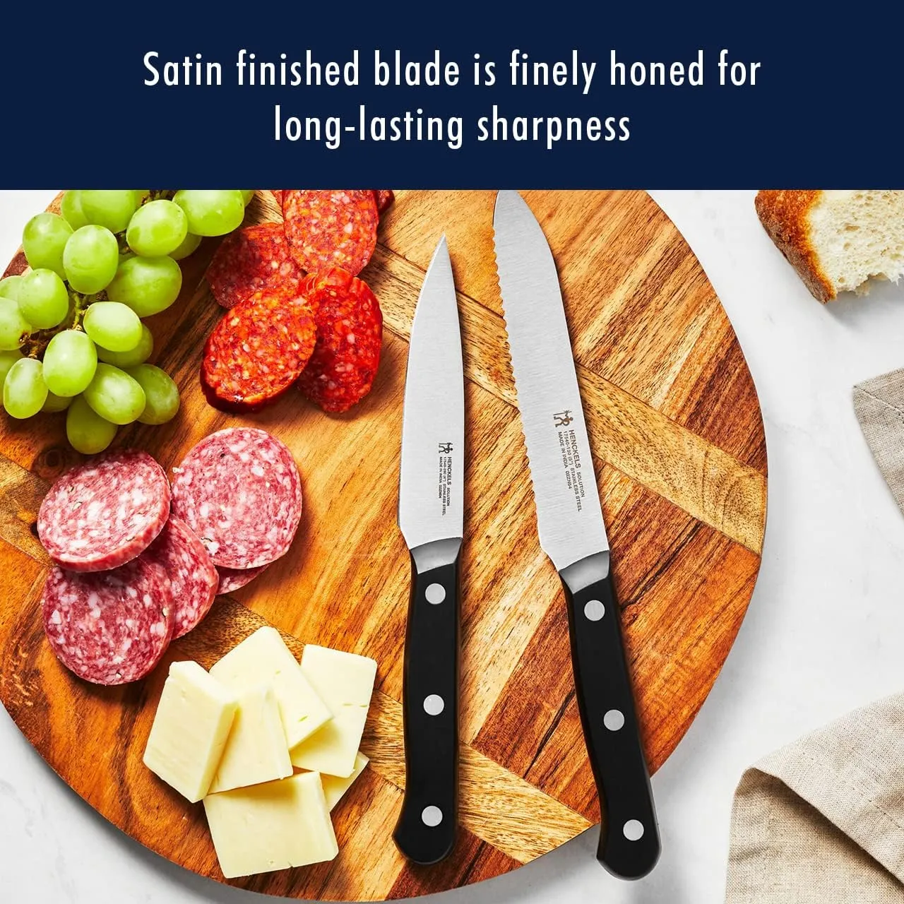 HENCKELS Solution Razor-Sharp 15-pc Knife Set, Chef Knife, Bread Knife, Steak Knife, German Engineered Informed by 100  Years of Mastery, Black/Stainless Steel