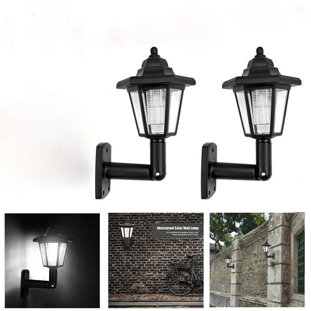 Hexagonal Solar Light Retro Led Wall Lamp Lantern LED Solar Sconce Light Villa Outdoor Decor Landscape Lamp for Patio Pathway