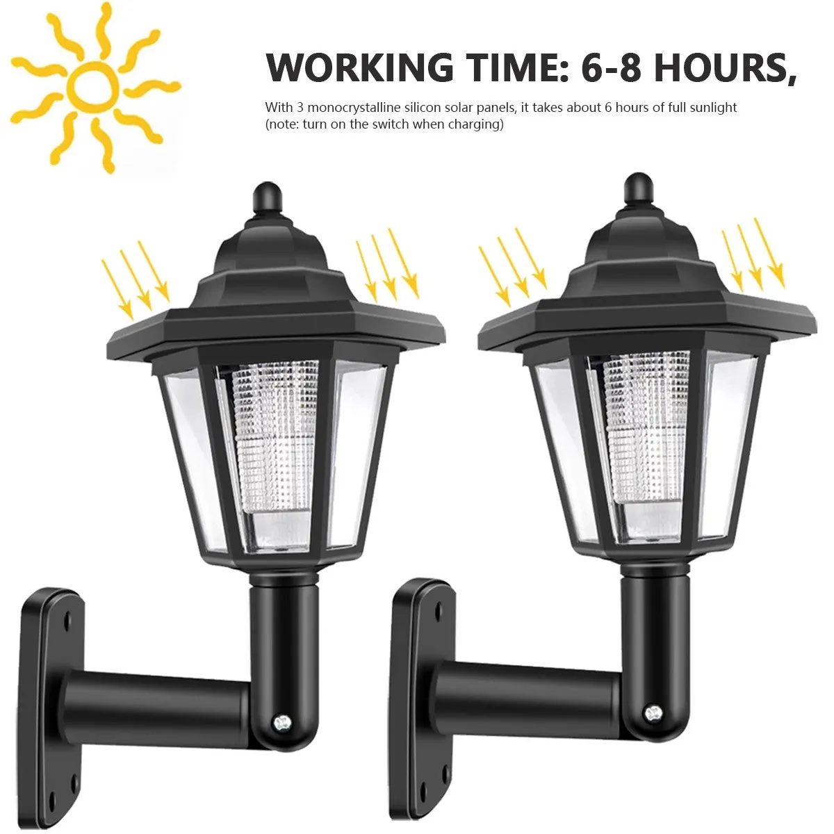 Hexagonal Solar Light Retro Led Wall Lamp Lantern LED Solar Sconce Light Villa Outdoor Decor Landscape Lamp for Patio Pathway