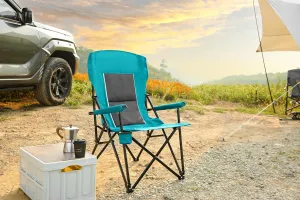 High Back Heavy Duty Lawn Chair Supports 250lbs – Portable Collapsible Chair with Cup Holder, Blue – Dining Room, Patio, Camping & Outdoors (1 Doors)