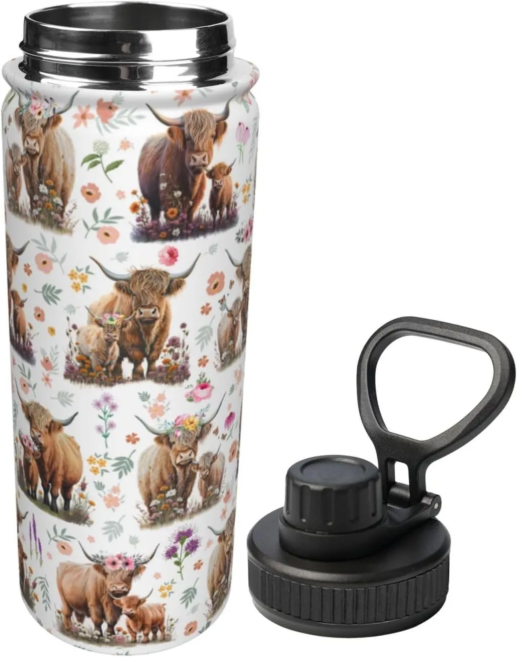 Highland Cow Gifts Water Bottle 18 Oz Stainless Steel Stainless Steel Vacuum Insulated Bottle Leak Proof Cup For Hot Or Cold Drinks