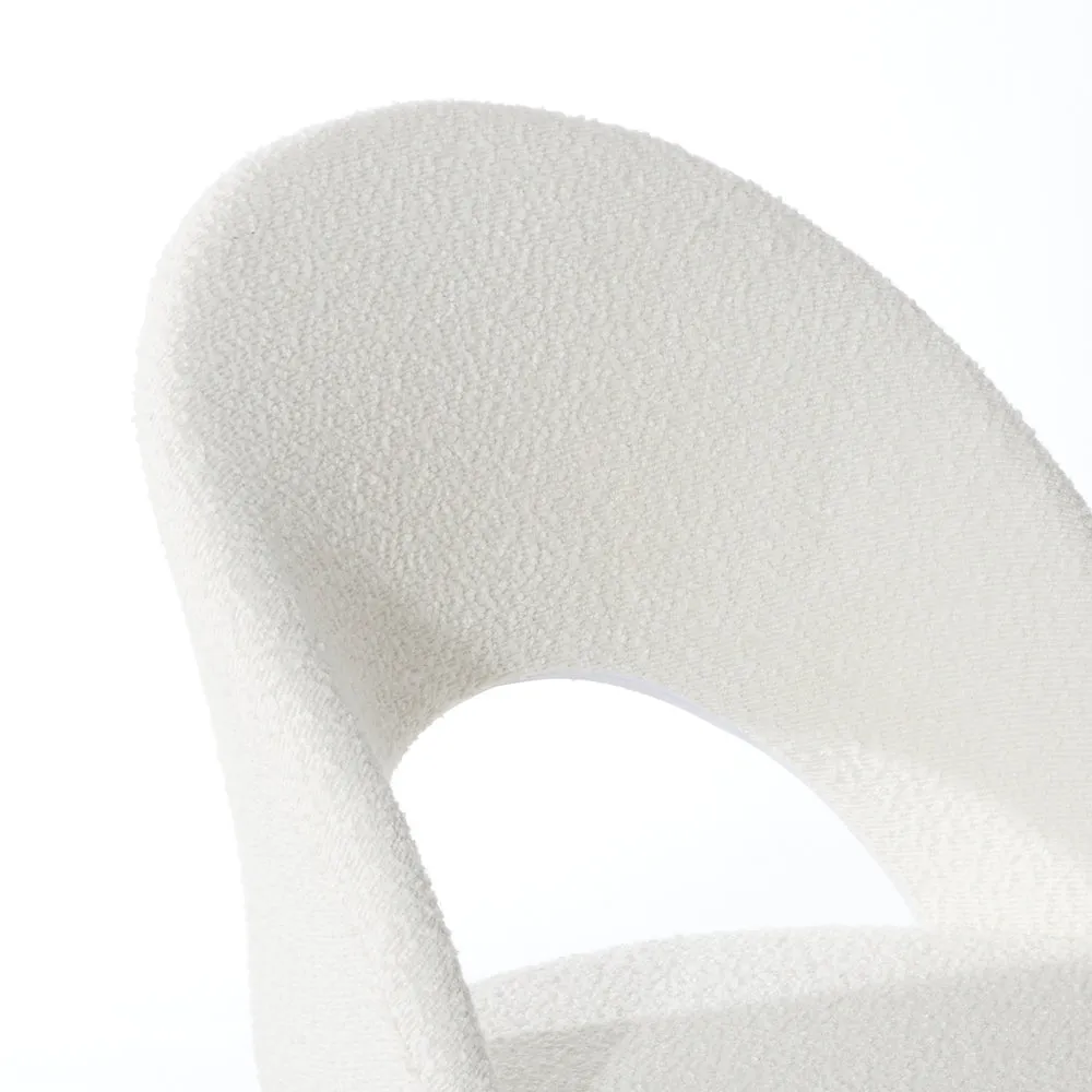 Hollow Armless Home Office Chair Boucle White/Gold/Silver