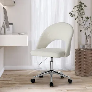 Hollow Armless Home Office Chair Boucle White/Gold/Silver