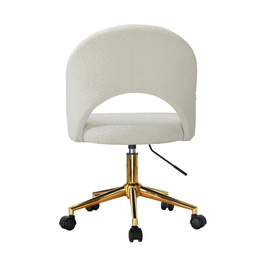 Hollow Armless Home Office Chair Boucle White/Gold/Silver