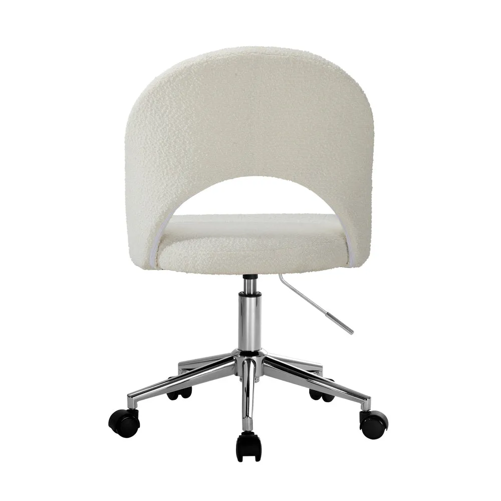 Hollow Armless Home Office Chair Boucle White/Gold/Silver