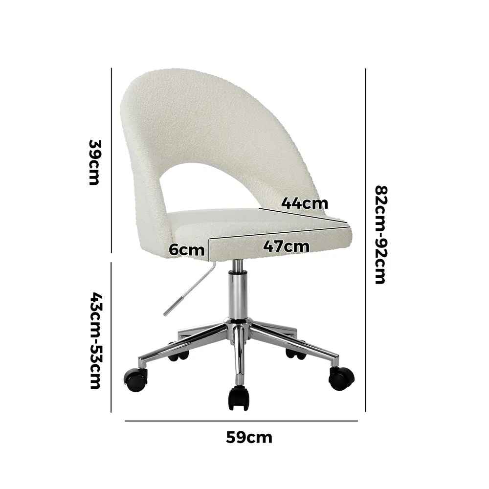Hollow Armless Home Office Chair Boucle White/Gold/Silver