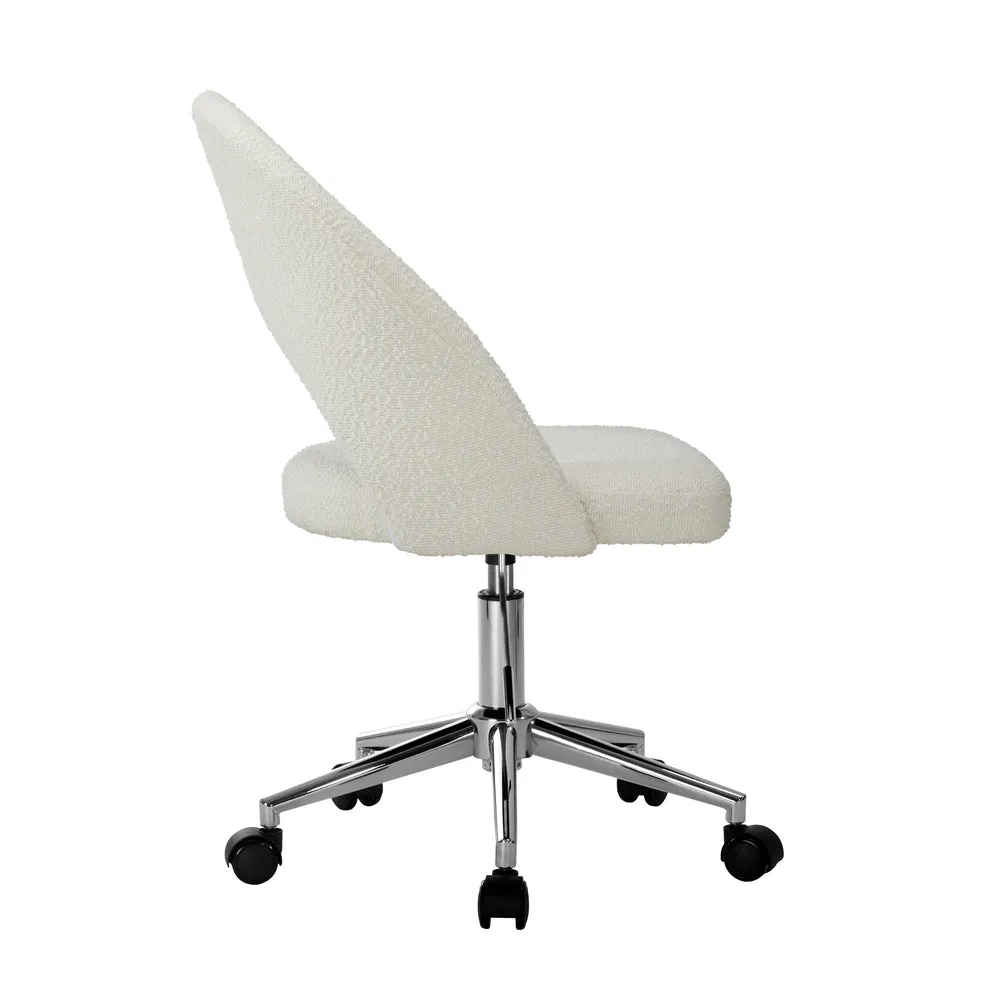 Hollow Armless Home Office Chair Boucle White/Gold/Silver