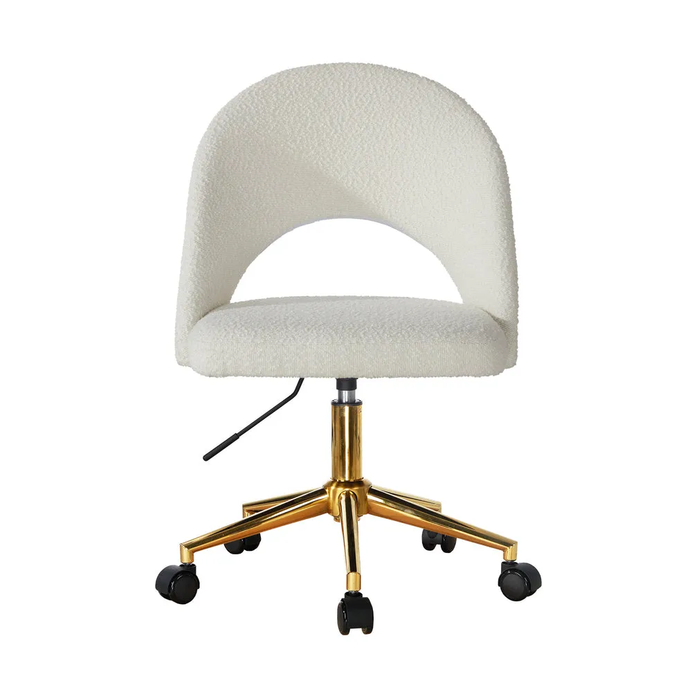 Hollow Armless Home Office Chair Boucle White/Gold/Silver
